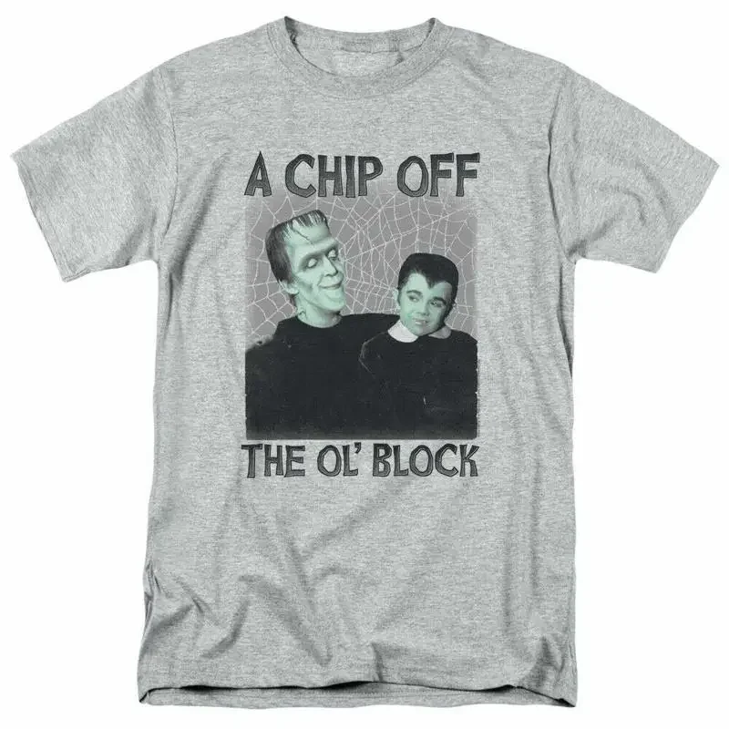The Munsters Chip T-shirt pour homme sous licence, série télévisée classique, Eddie Sport Grey