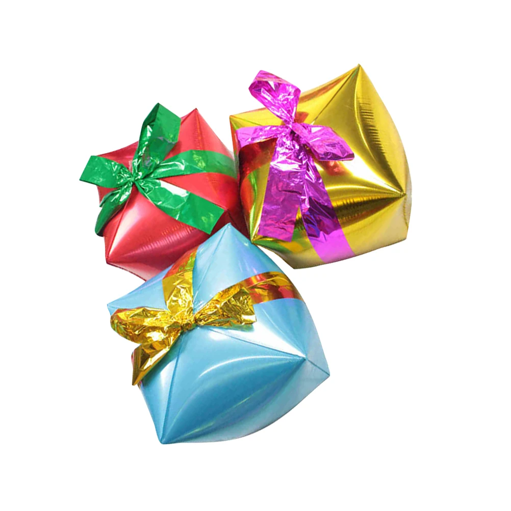 

3Pcs Christmas Gift Box Aluminum Foil Christmas Balloon Bright Bar Club Festive Atmosphere