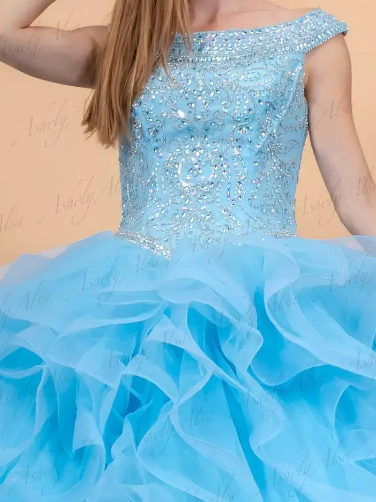 AAQ126 Customized Swee 15 14 Girl Quinceanera Dresses Beads Sequined Tiered Skirt Vestido De xv Anos Prom Birthday Party Dress