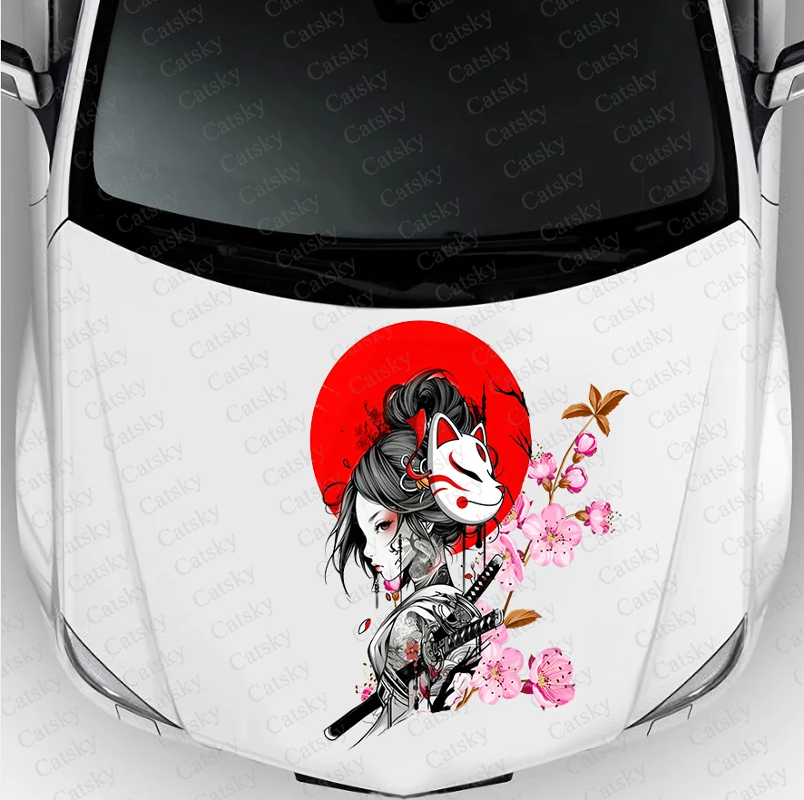 Japanese Geisha Car hood side sticker vinyl racing paint accessories self adhesive painting for truck suv car decal