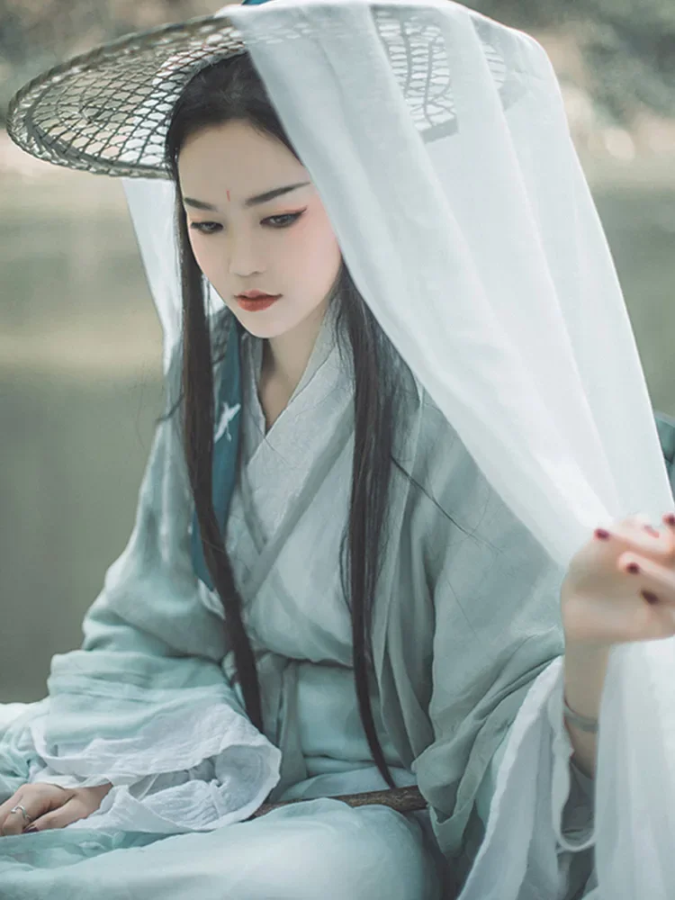 Hanfu female Wei Jin ancient clothing wide-sleeved collar skirt super fairy elegant ancient style spring and autumn