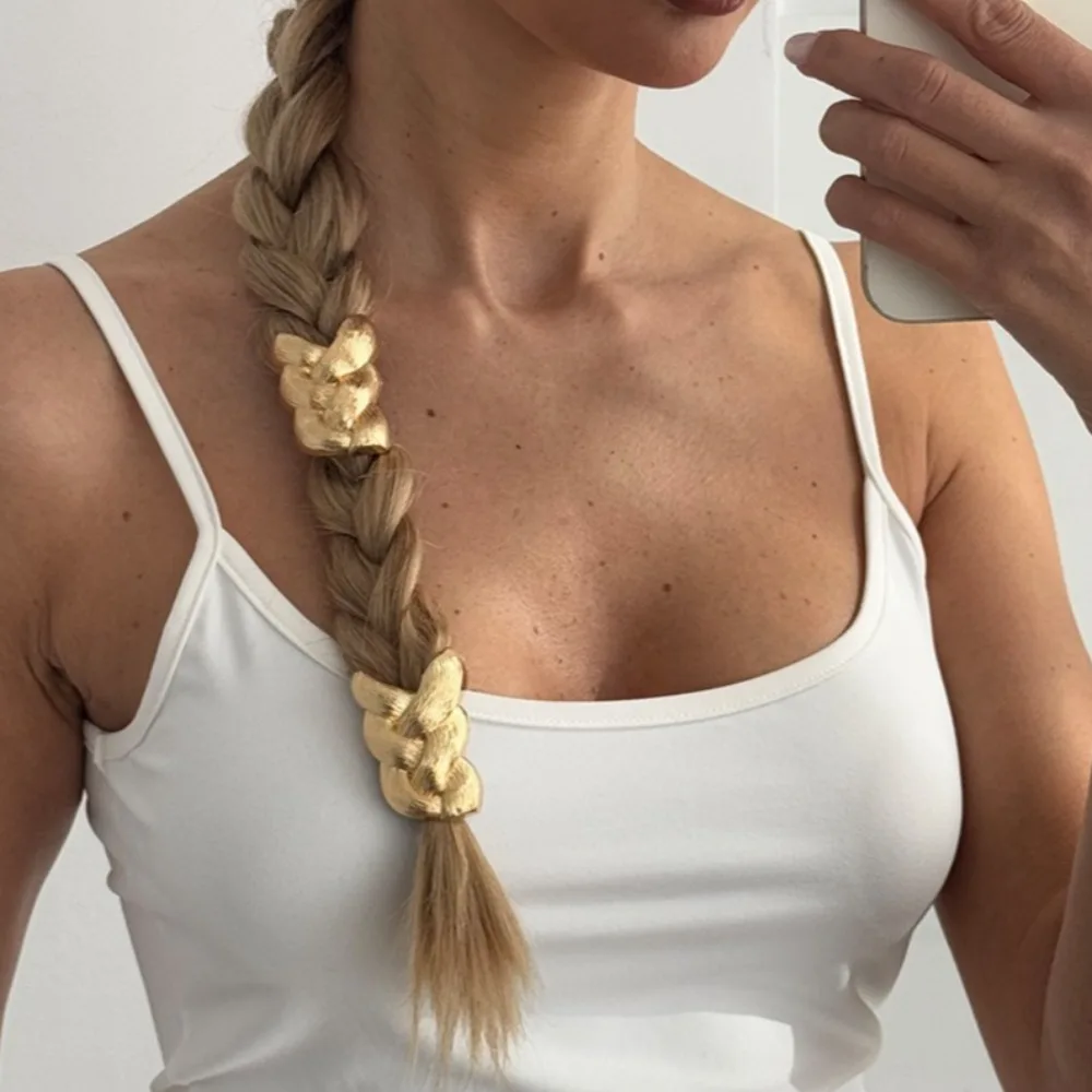 Vintage Gold Metal Hair Tie Women Knotted Braided Textured Scrunchie Elastic Hair Band Ponytail Holder Elegant Gift