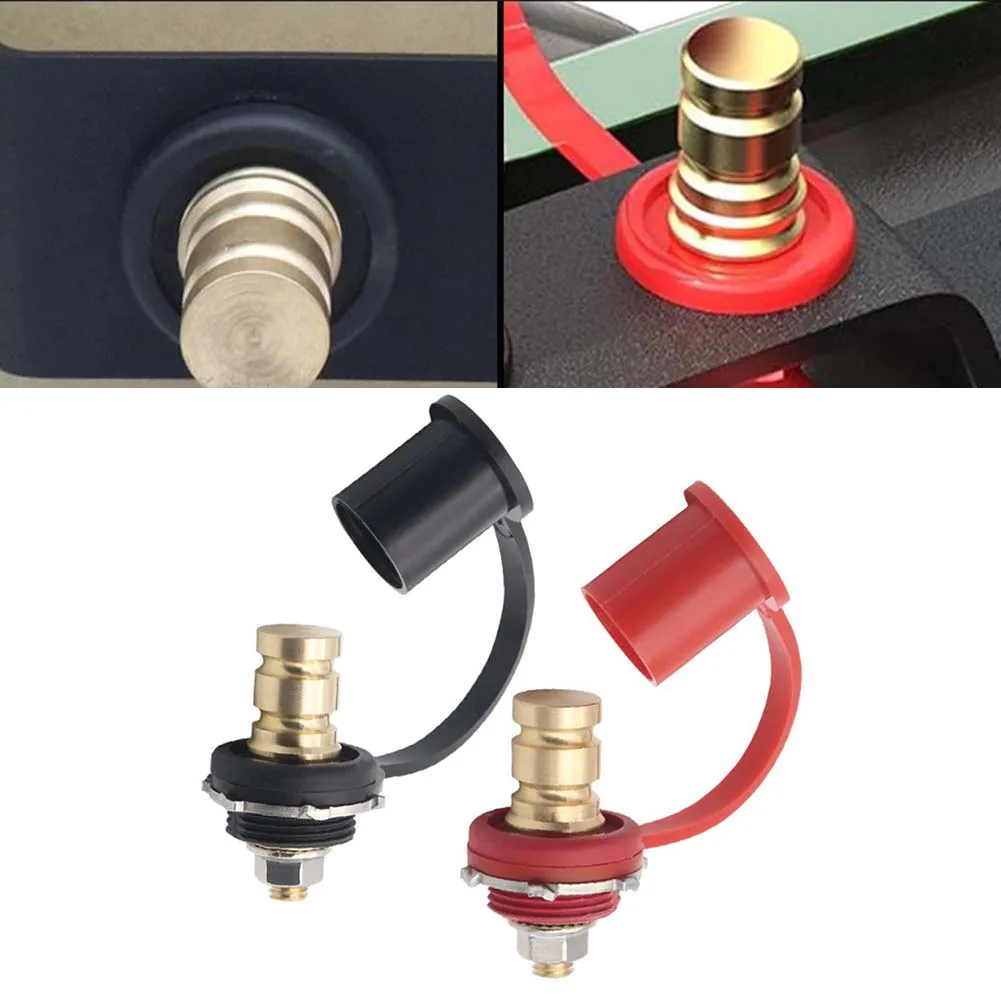 1 Pair 3/8 Stud Battery Post Remote Terminals For Car Truck Marine Jump Starting Duty Brass Connector