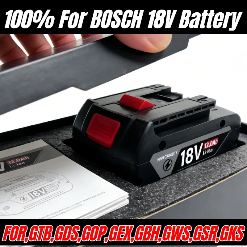 

18V 12000mAh for Bosch BAT618 Battery Professional GBA GBH GSR GSB BAT620 BAT609G BAT614 Electric Drill Replacement Battery