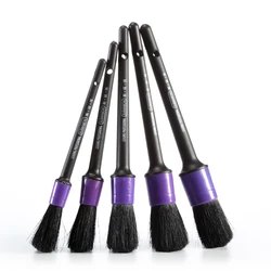 Car Detailing Brush Set, 5 Pack Car Purple Detail Brushes for Car Interior or Exterior, Wheels, Engine Compartment, Door Panels