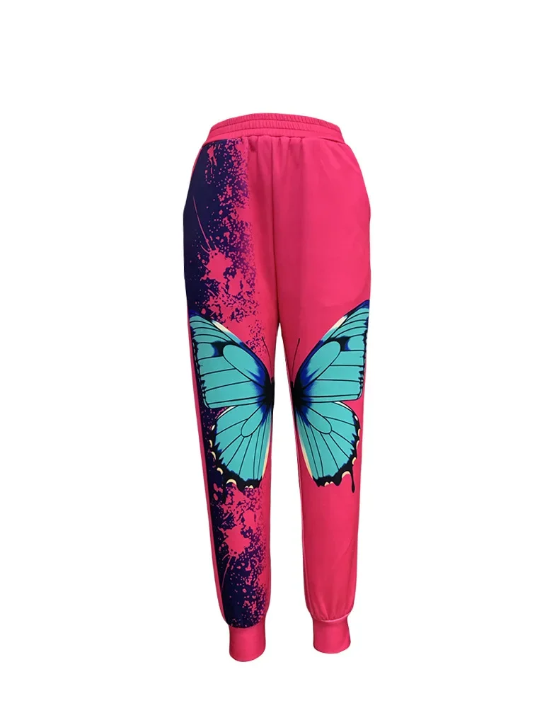 

Spring and Autumn New 2024 Women's Pants Tie Feet Sports Style Elegant Fashionable and Casual Butterfly Print