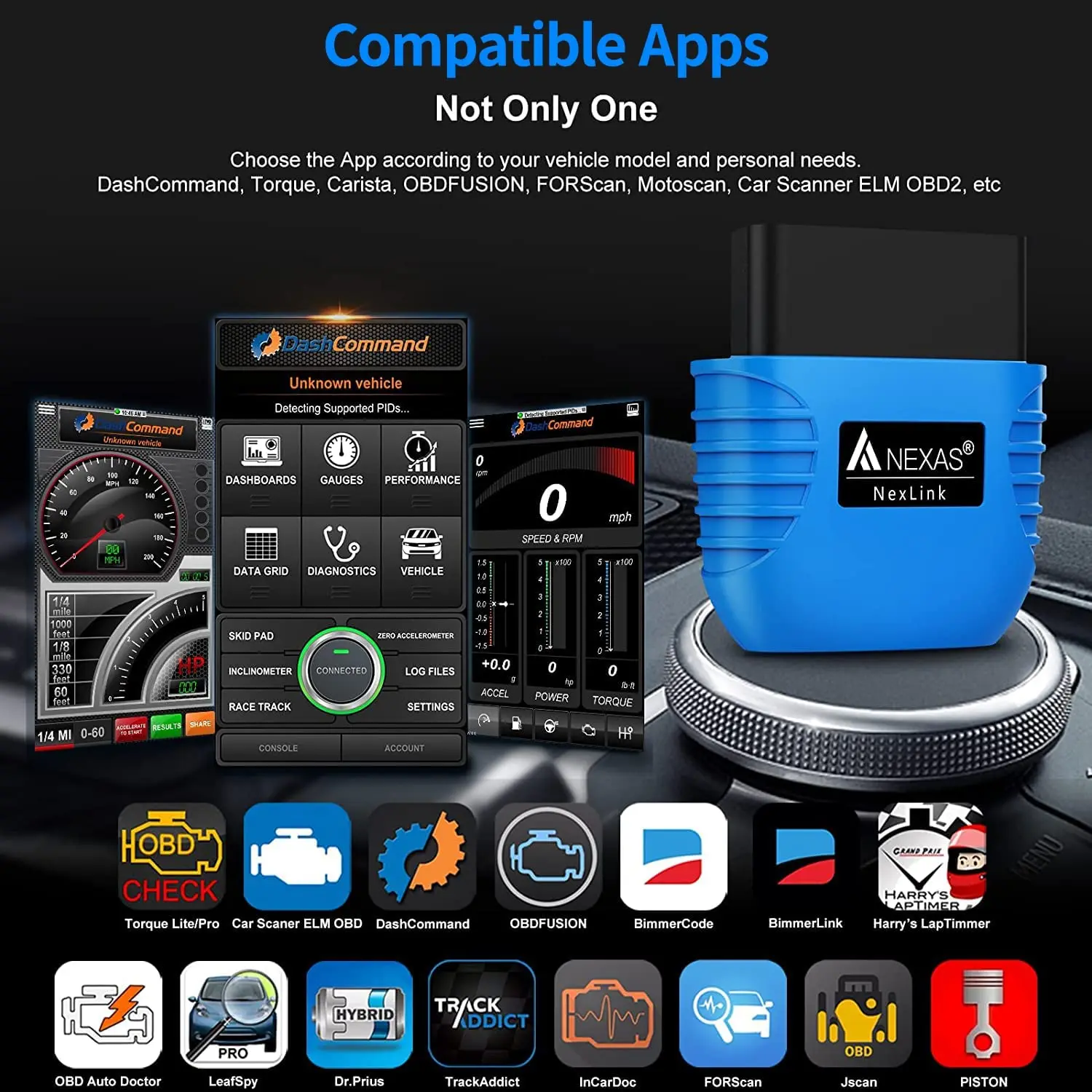 NEXAS-escáner de diagnóstico para coche, herramienta de escaneo de motor NexLink OBD2 Scannner, EOBD OBD2, para IOS, Android, Windows
