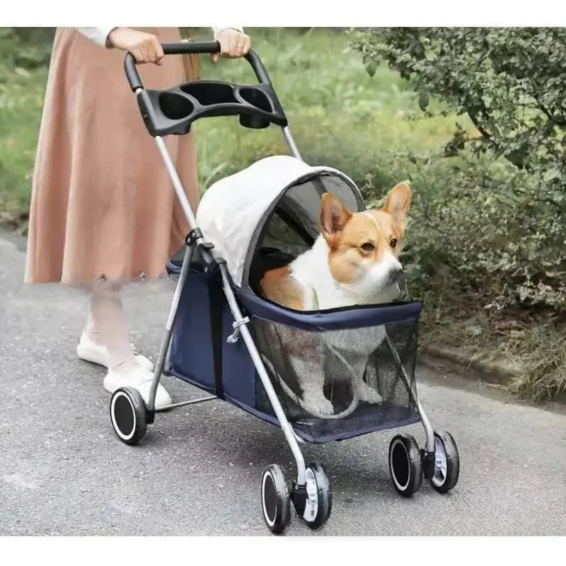 Pet go out trolley cat Teddy outdoor portable folding pet trolley car dog cat mouse rabbit small light car dog and cat carrier