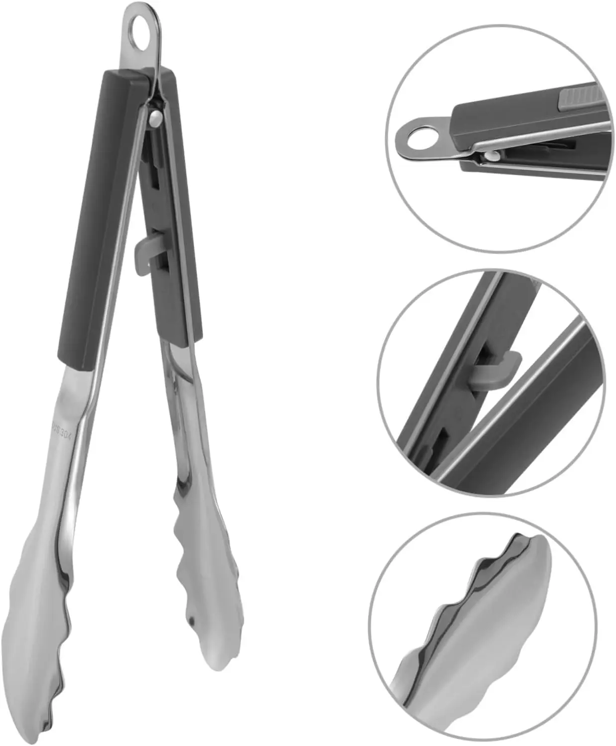 Rustproof BBQ Tong Kitchen Serving Tong Long Handles for Steak Bread Noodles Parties
