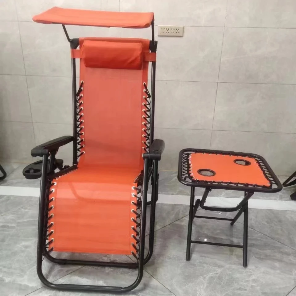 

Hot-Selling Portable Folding Adjustable Recliner Outdoor Beach Zero Gravity Chair with Table