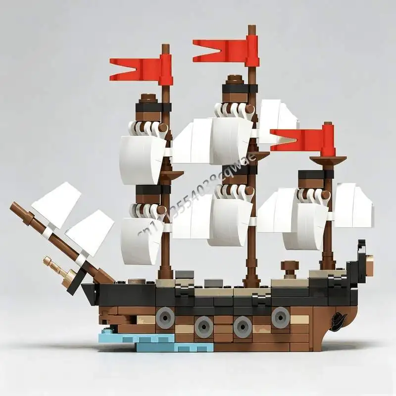 

160 PCS Miniature Pirate Ship Model Custom Puzzle Adventure Building Blocks DIY Assembly Creative Educational Toy Popular Gifts
