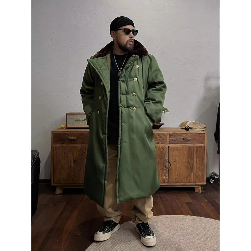 

Thiened Military Sle Coat Men's Winter Long Version Women's Northeast Cotton Padded Labor Protection Cold Resistant Vinta...