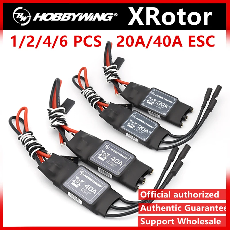 

1/2/4/6PCS Hobbywing XRotor 20A 40A 50A 60A APAC Brushless ESC 2-6S For Believer UAV 1960mm RC 550-650 Quadcopter Hexacopter