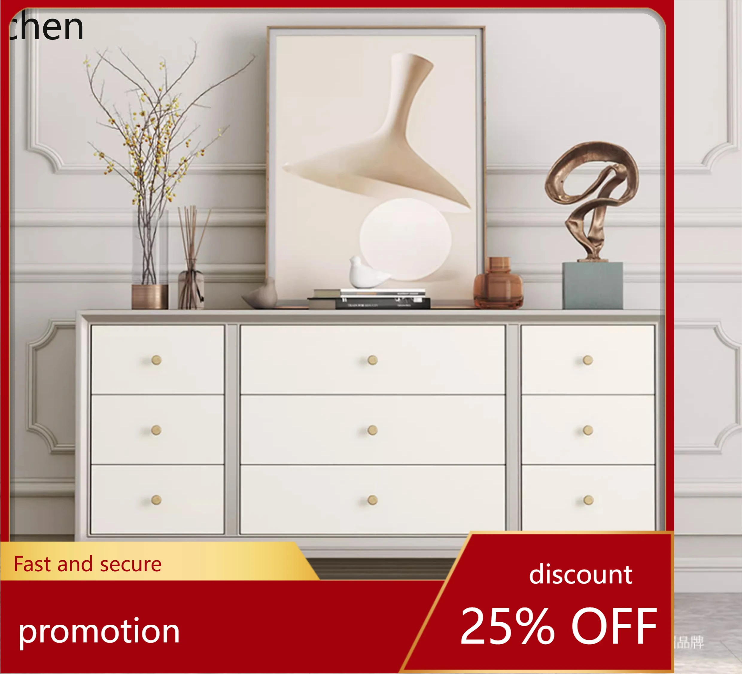 

ZML Solid Wood Nine-Drawer Cabinet Bedroom Storage Cabinet Organizer Living Room Entryway Cabinet