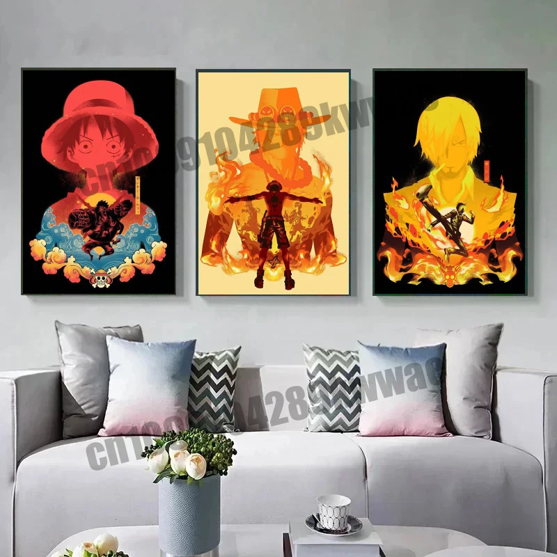 

Anime One Piece Poster Printing Cartoon Canvas Painting Family Living Room Bedroom Entrance Bar Cafe Art Painting Decoration