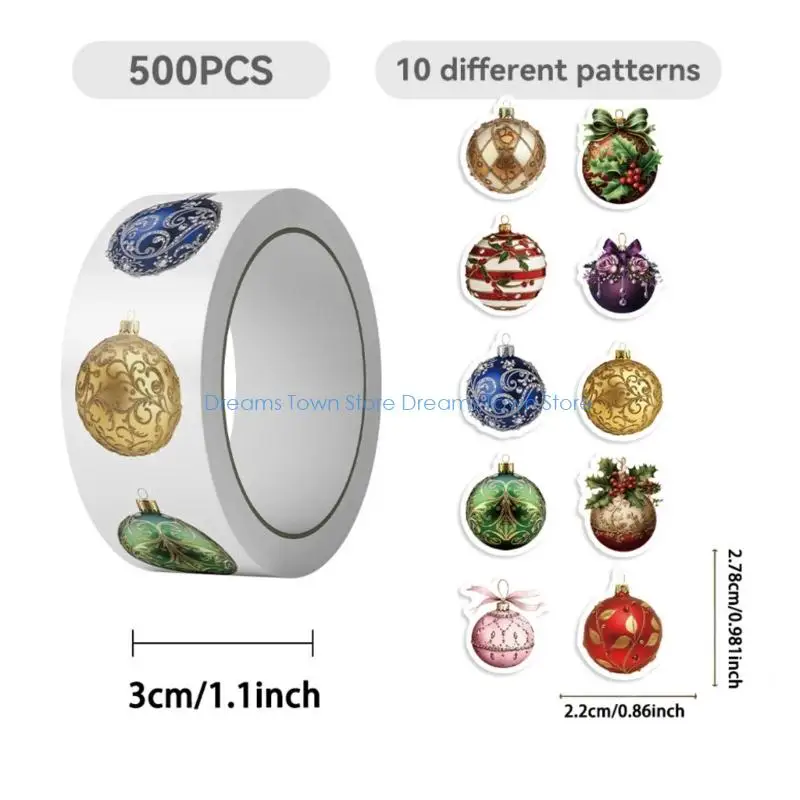 HX6A Cartoon Christmas Stickers Durability PVC Tablets Skin Holiday Party Decorations Easy Peeling Not Leave Residues 1Roll