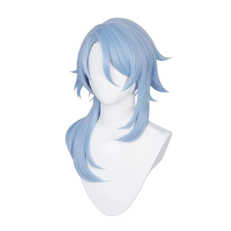 Kamisato Ayato Cosplay Wig Anime Ice Blue Heat Resistant Synthetic Wig Heat Resistant Wig for Halloween Party