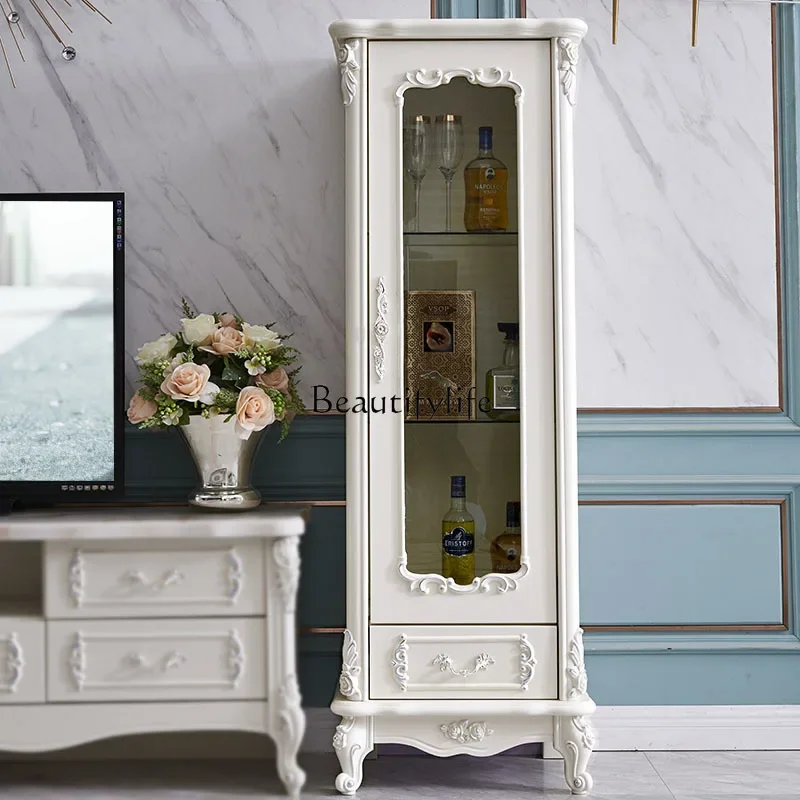 

D25European-style living room against the wall Small glass home dining room Modern decoration Single door high and low wine cabi