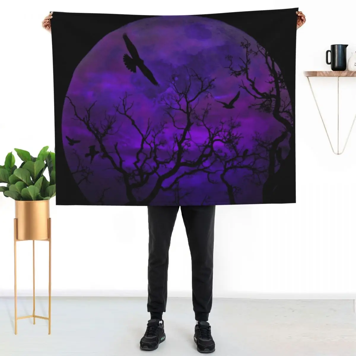 Purple Gothic Moon Throw Blanket anime Picnic Blankets For Baby Custom cosplay anime Flannels Blankets