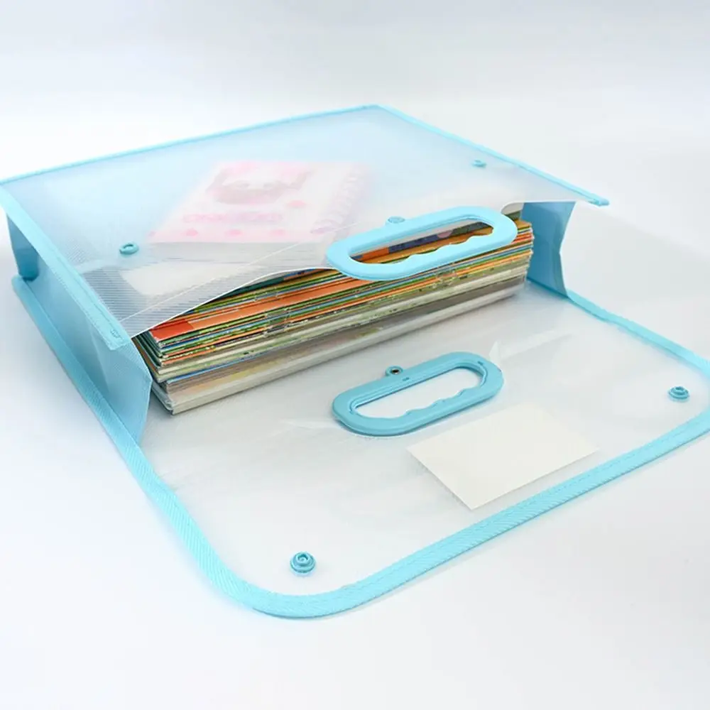 

Multifunctional Test Paper Storage Bag Visible Button Function Student Tote Bag Dustproof Portable Stationery Organizer