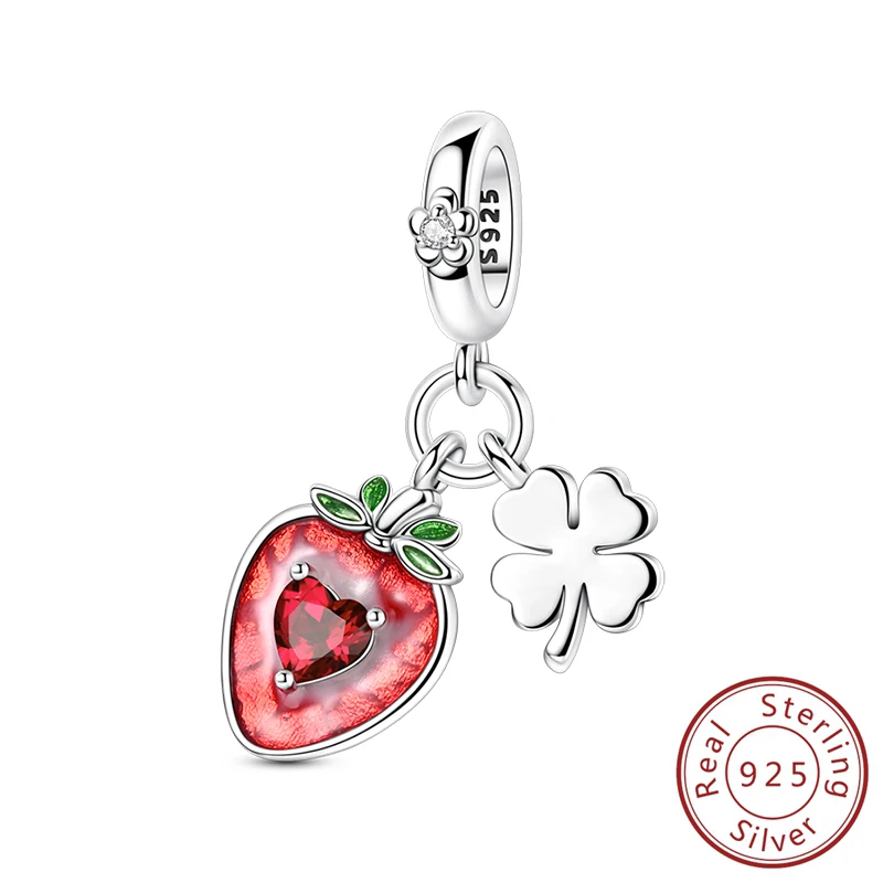 

New Charms 925 Sterling Silver Strawberry Pendants Charms Fit Original Charms Bracelet Or Necklace Bead DIY Jewerlry Accessories