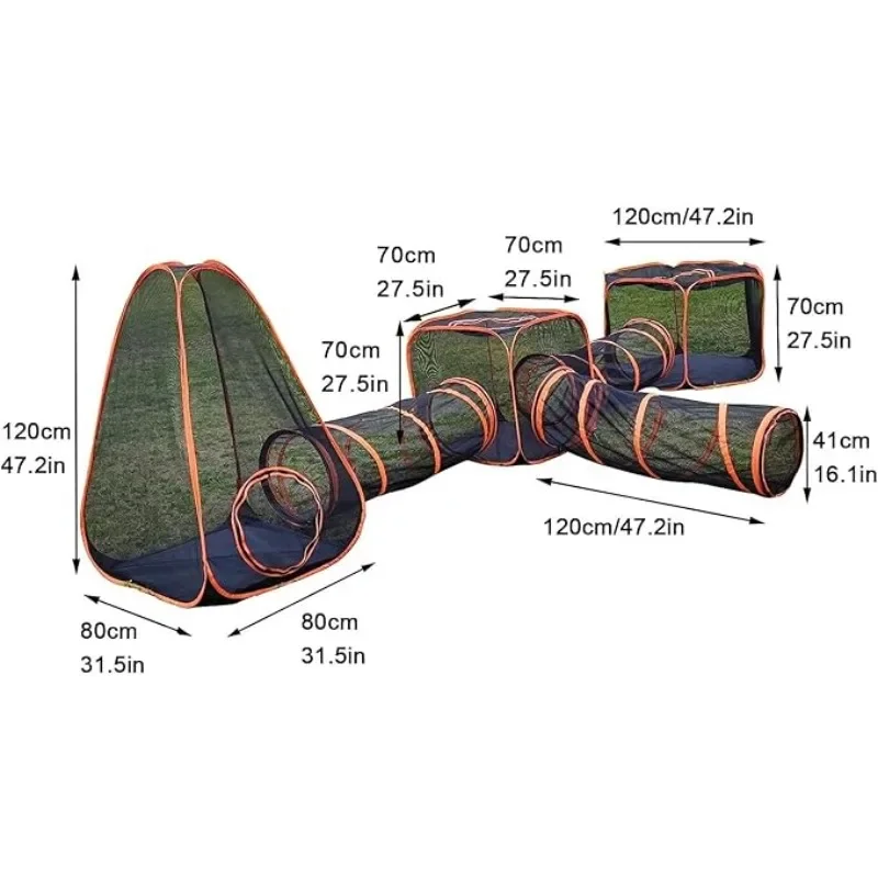 6-in-1 Tent Cat Enclosures with Tunnel for Indoor Outdoor Portable Playpen Play Tents for Cats Dogs Rabbit Ferrets Small Animals view 3