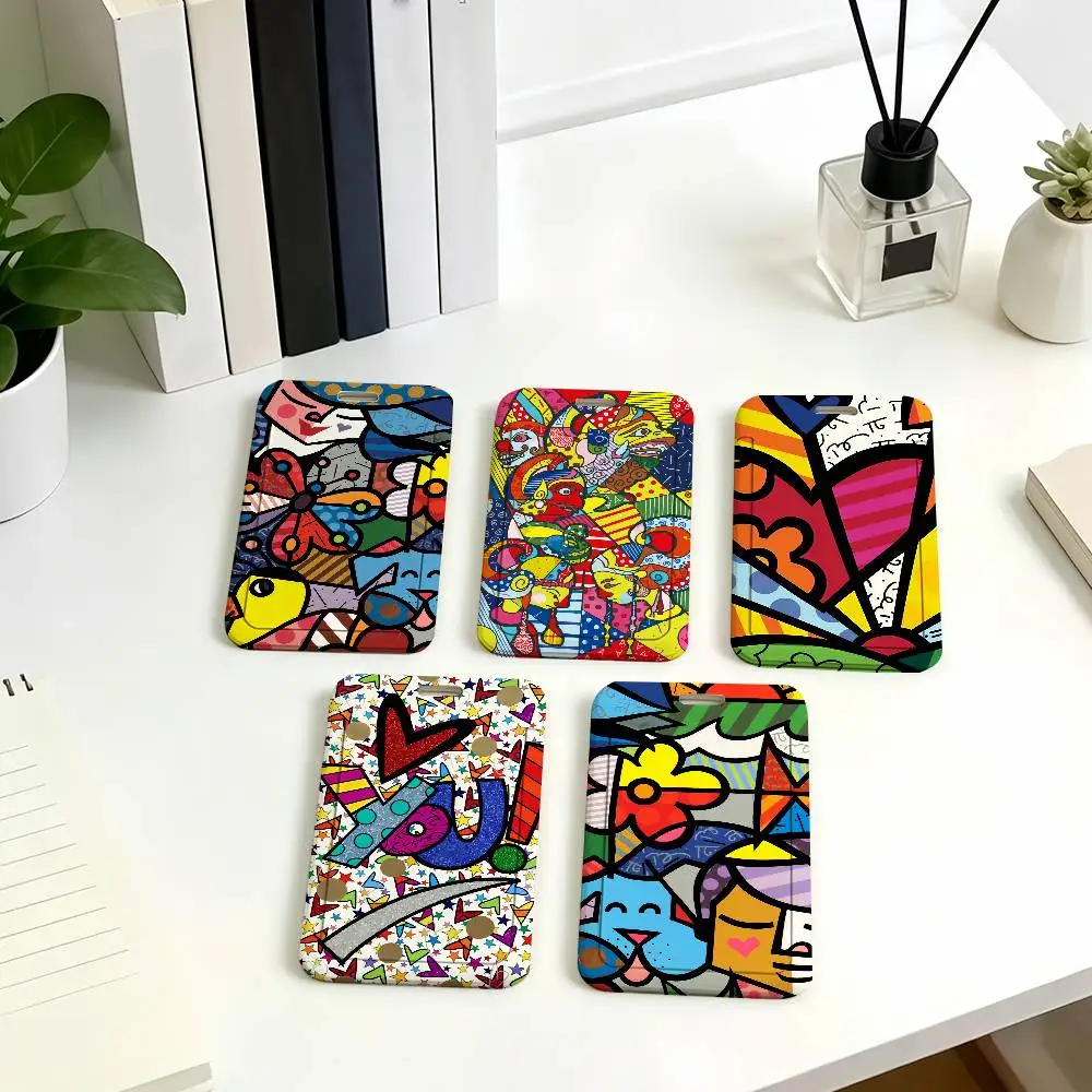 Art R-Romero B-Britto Card Holder Corporate Business Work Badge Holders Uisex Credit Bus Daily Commute ID Case