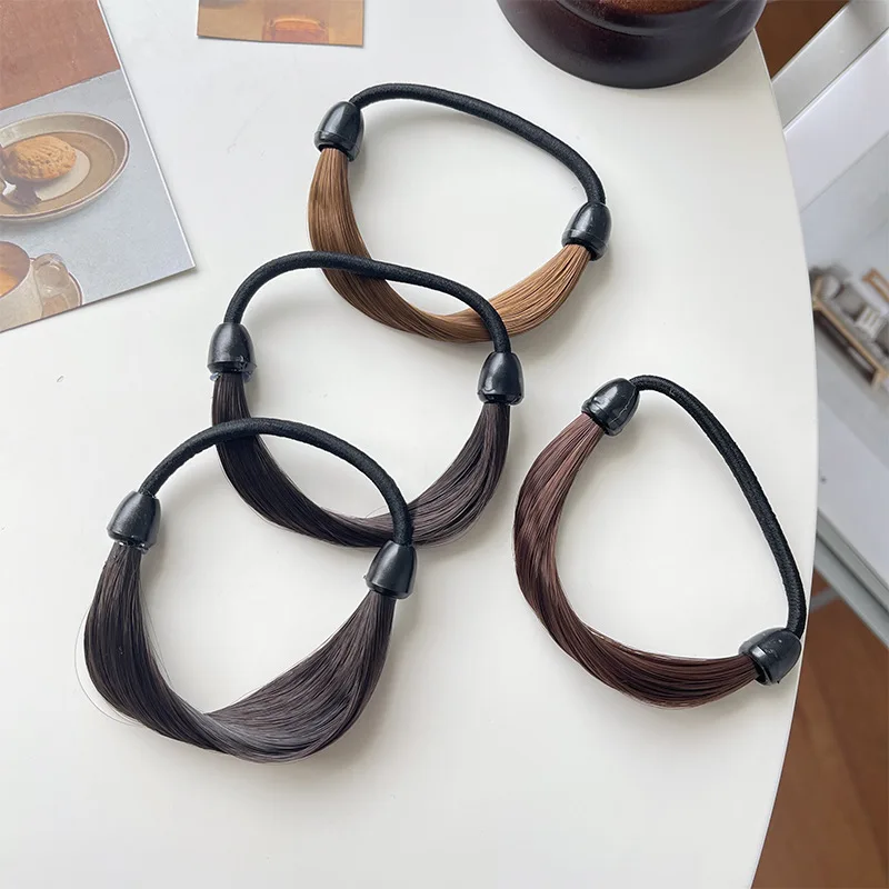 10 Stück Korea Gummiband aus Haars imulation Perücke Kopfs eil Mode Perücke Haarring gerade Haar gummi Pferdes chwanz elastisches Haars eil – Detail 9