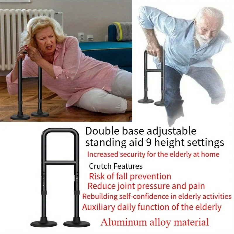 Medical Standing Aid Dual Base Anti-Slip Design 8-Level Height Adjustable Standing Assistant for Elderly Pregnant Women