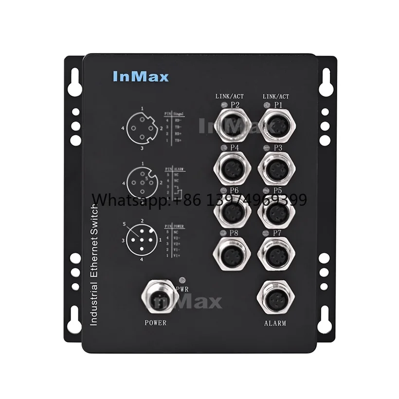 InMax EN50155 Railway Ethernet Switch 8x10/100M M12 Ports Waterproof Ip54 Ip65 Ip67 8 Port M12 Ethernet Network Switch