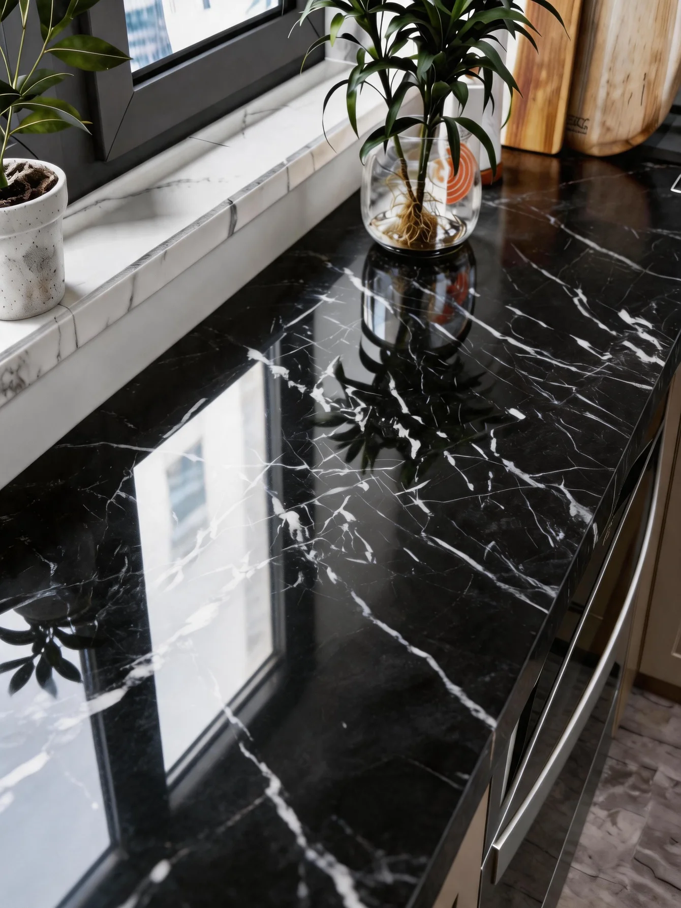 Marble Sticker Kitchen Oil-Proof Film Stove Waterproof Moisture-Proof Self-Adhesive Wallpaper Countertop Cabinet Renovation Tile