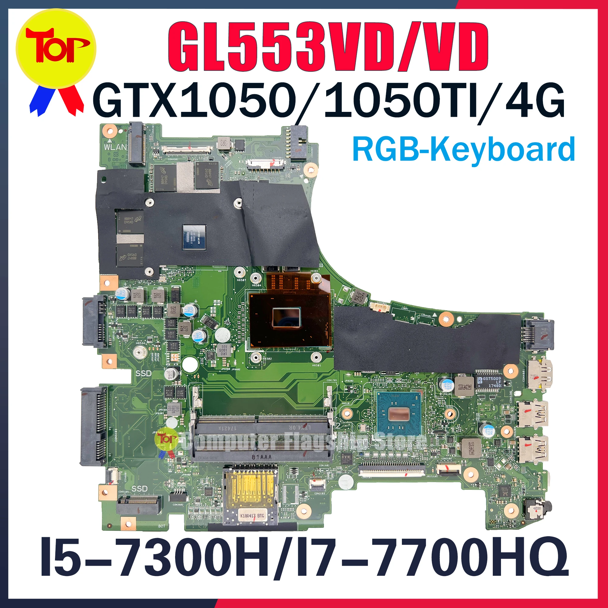 Scheda madre del computer portatile GL553V per ASUS ROG GL553VD GL553VE FX553VD FX553VE FX53V ZX53V FZ53V I5-7300H I7-7700H GTX1050TI scheda madre