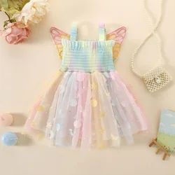 0-3 year old girl's summer suspender dreamy elf rainbow dress