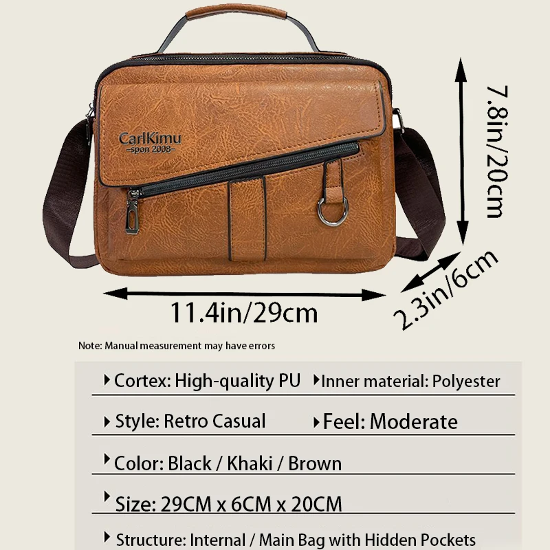 Hochkapazitäts-Business-Aktentasche, Herren PU-Leder Laptop-Umhängetasche mit Verstellbarem Gurt für Alle Gelegenheiten – Detail 2