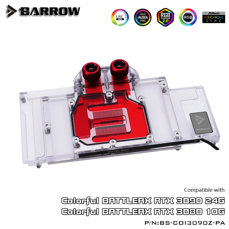 BARROW full coverage Water Block use for Colorful BRTTLEAX RTX 3090/3080 GPU Card Header A-RGB cooling Radiator block