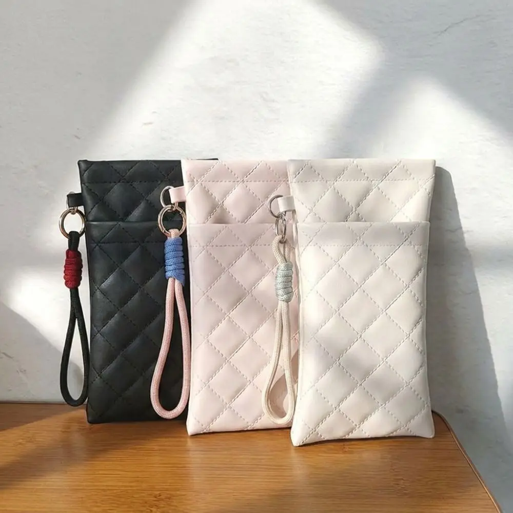 Double-layer Sunglasses Storage Bag Grid Pattern PU Leather Sunglasses Case Waterproof Eyeglasses Pouch Eyewear Accessories