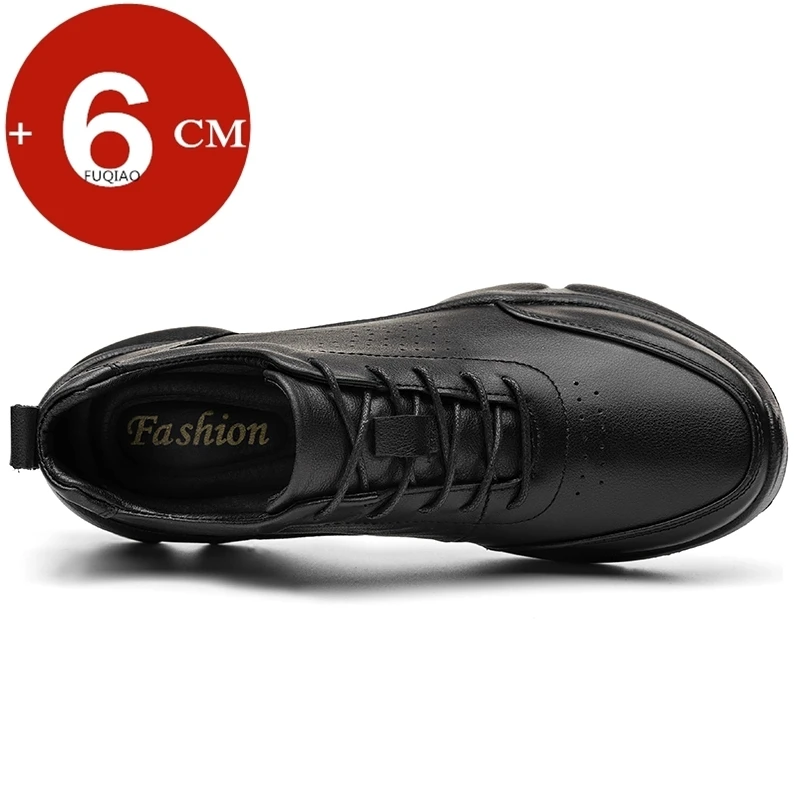 Men's Elevator Shoes Taller Genuine Leather Footwear Lift Sneakers Removable Invisible Height Increasing 6CM Hidden Heel Shoes