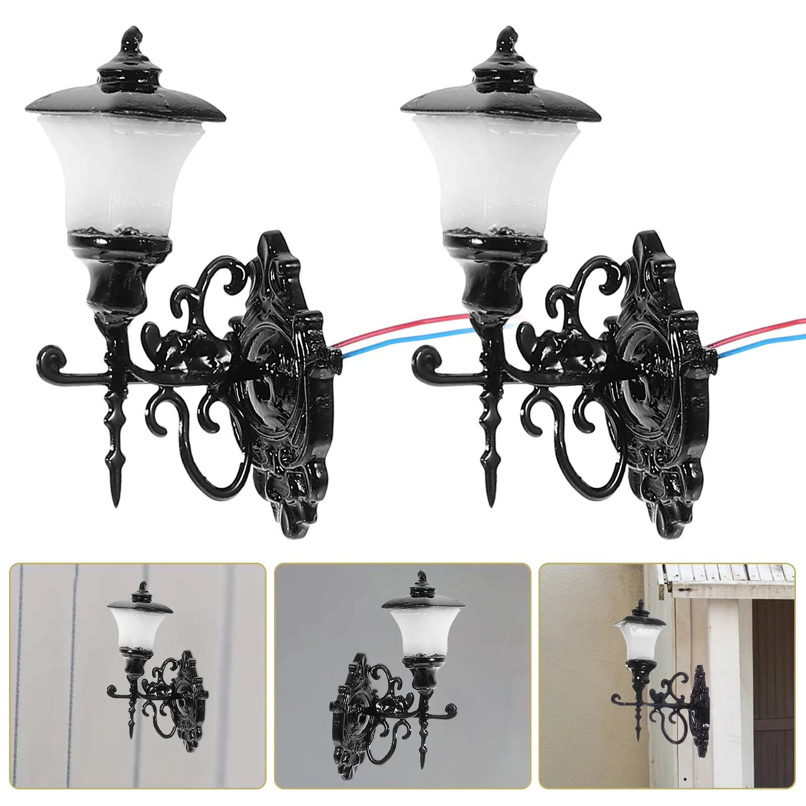 

4Pcs Miniature Wall Lights ABS Safe Material Realistic Tiny Wall Lamp for Mini House Micro Landscape Sand Table Decor DIY