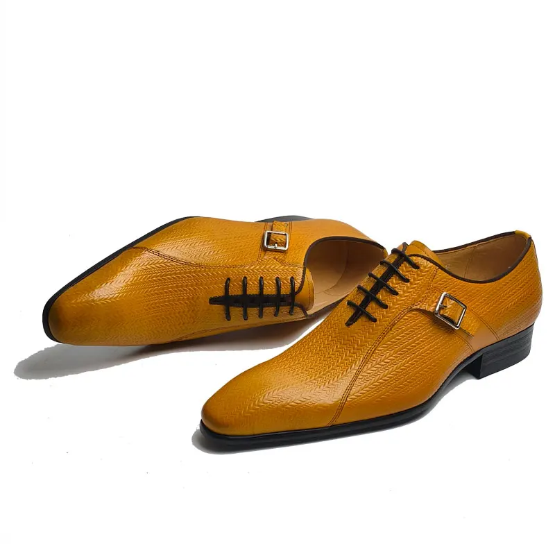 

Premium Quality Men Dress Shoe Cowhide Leather Upper Wedding Party Banquet Men's Shoe Handmade Painting Formal Office Wearing