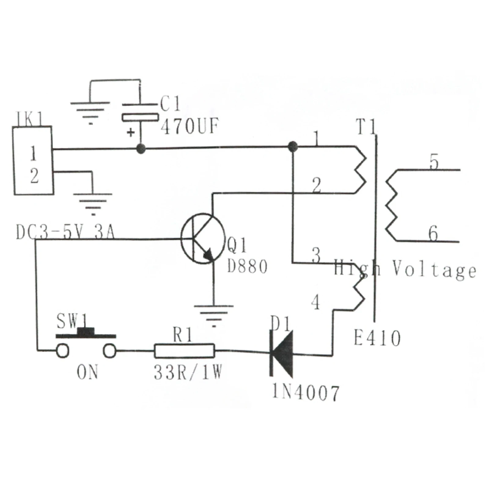 High Voltage Arc Igniter DIY Kit - DC 3-5V Input Arc Generator for Electronic Lighter Projects