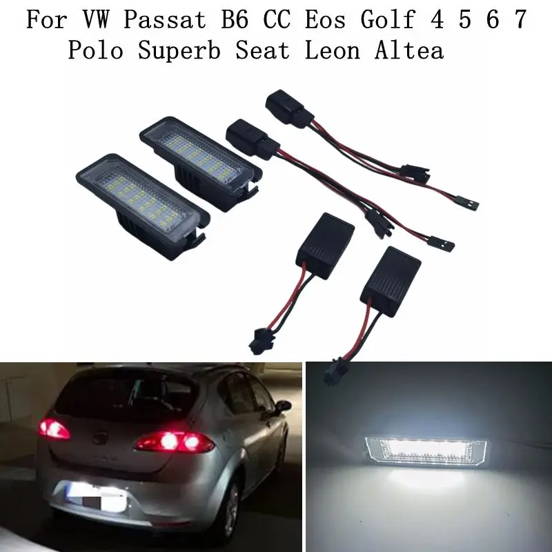 

2 шт. для VW Passat B6 CC Eos Golf 4 5 6 7 MK7 Polo Превосходный Lupo Scirocco Seat Leon Altea Ibiza Светодиодный светильник номерного знака