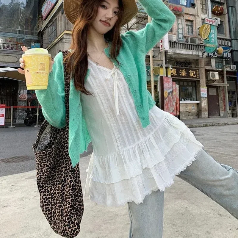 

Sleeveless Lace Patchwork Korean Vest Summer Solid Loose All-match Youth Fashion T Shirt Tops Sweet Elegant Trend Women Clothing