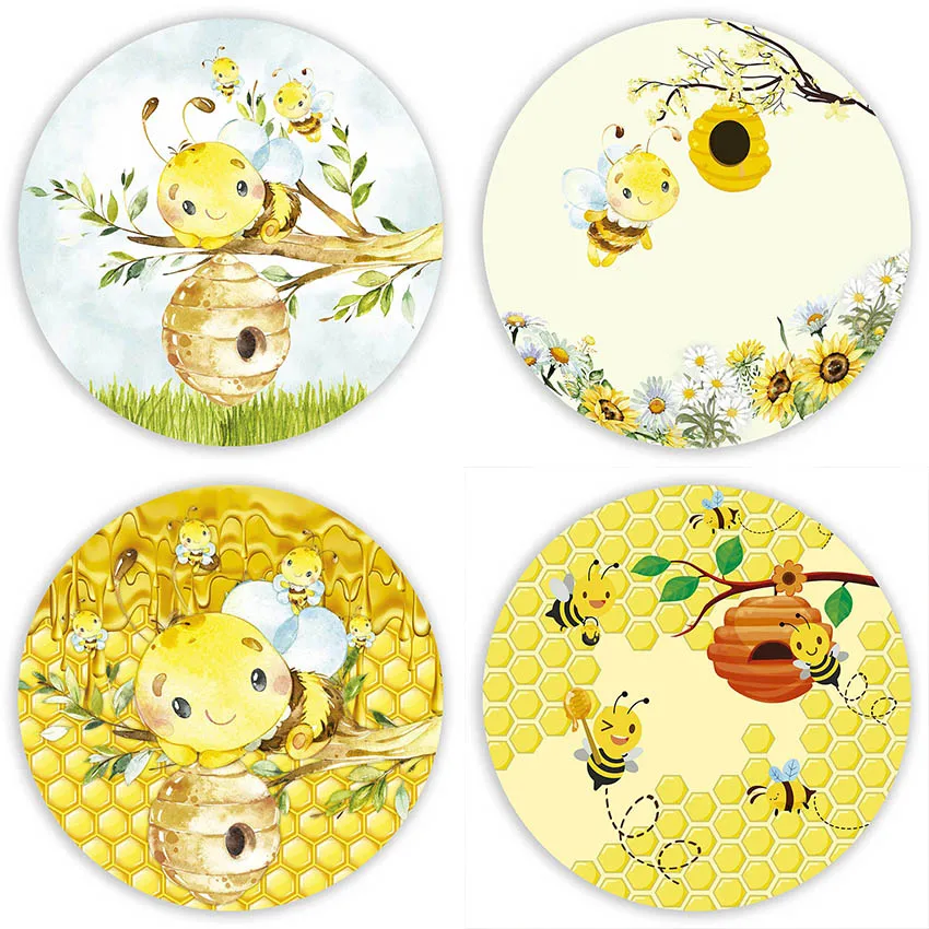 

Фон Mehofond, милая пчела, тема в полоску, желтая медоносная пчела, сотовый детский день рождения, круглый декор, фон для фотостудии
