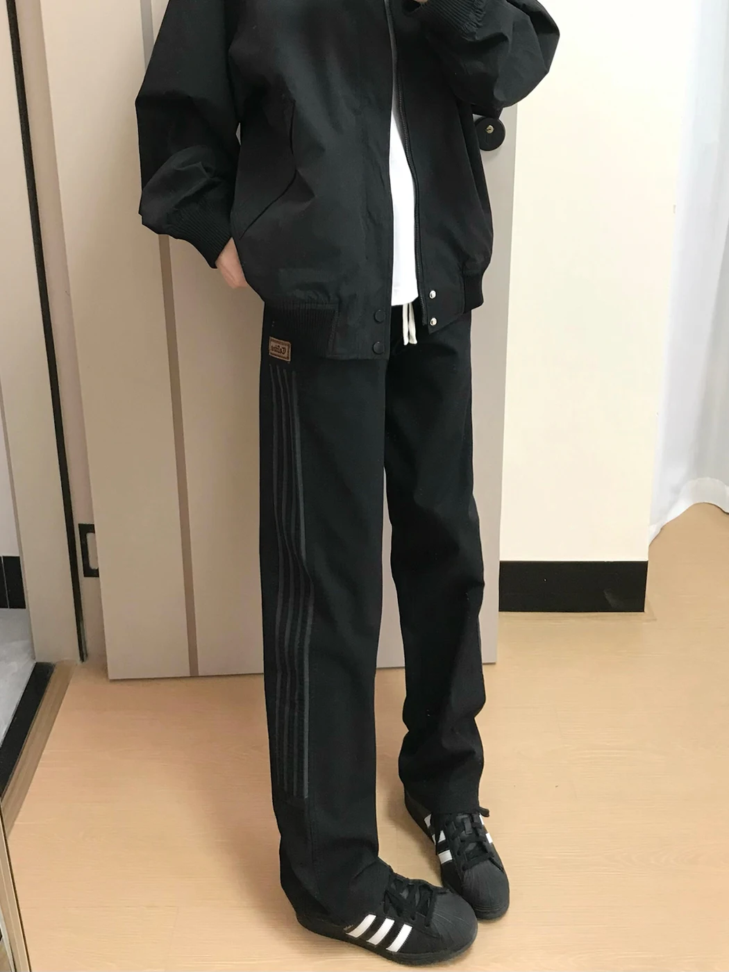 

Мужские джинсы Bla Tee-Stripes в американском ретро-стиле, прямые, рабочие, с расклешенным низом, повседневные брюки из полиэфирного волокна