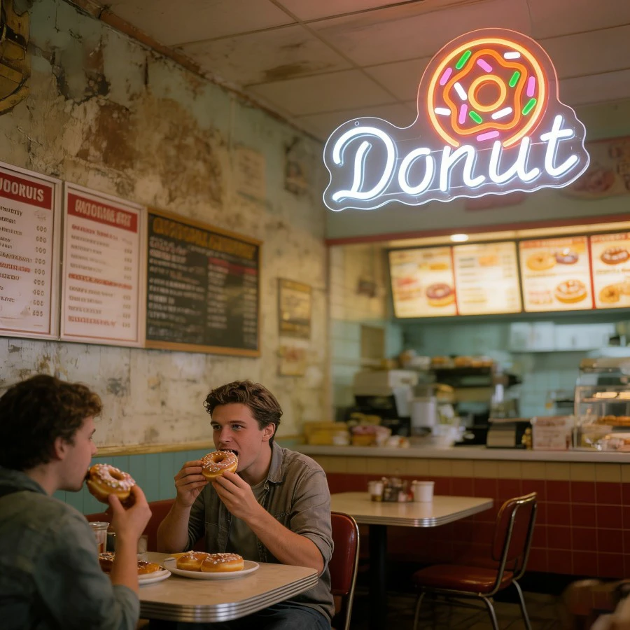 Donut Neon Light LED Opening Gifts USB Dimmable Neon Sign for Bakery Cafe Kitchen Sweet Food Restaurant Home Bedroom Wall Decor