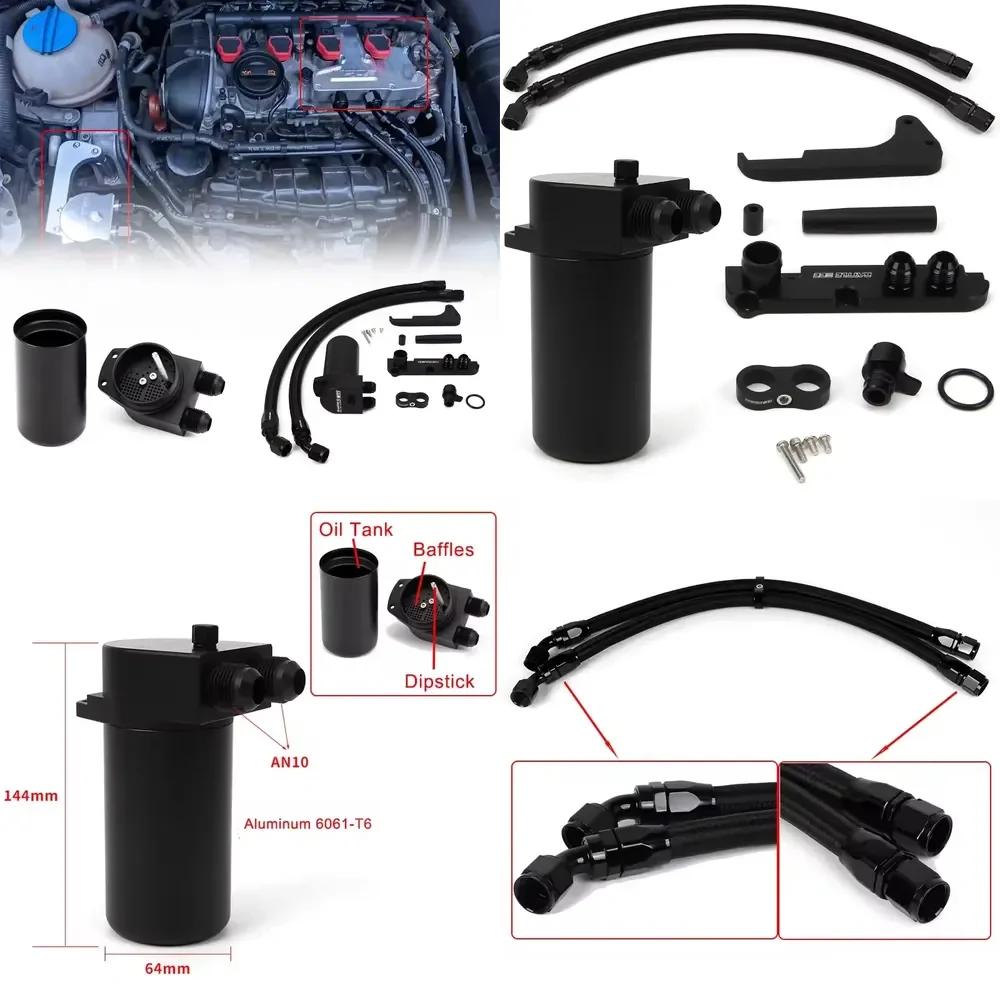 Hot Sale 1Set New Oil Catch Can for V*AG EA113 2.0T Aluminum 6061-T6 Material High-quality Retrofit Oil Catch BATTLEBEE