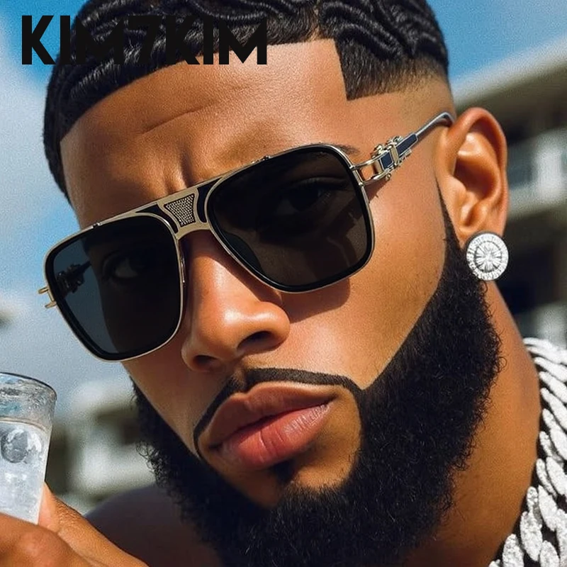 

Polarized Steampunk Square Sunglasses Men 2025 Luxury Brand Design Vintage Metal Frame Sun Glasses Punk UV400 Driving Eyewear
