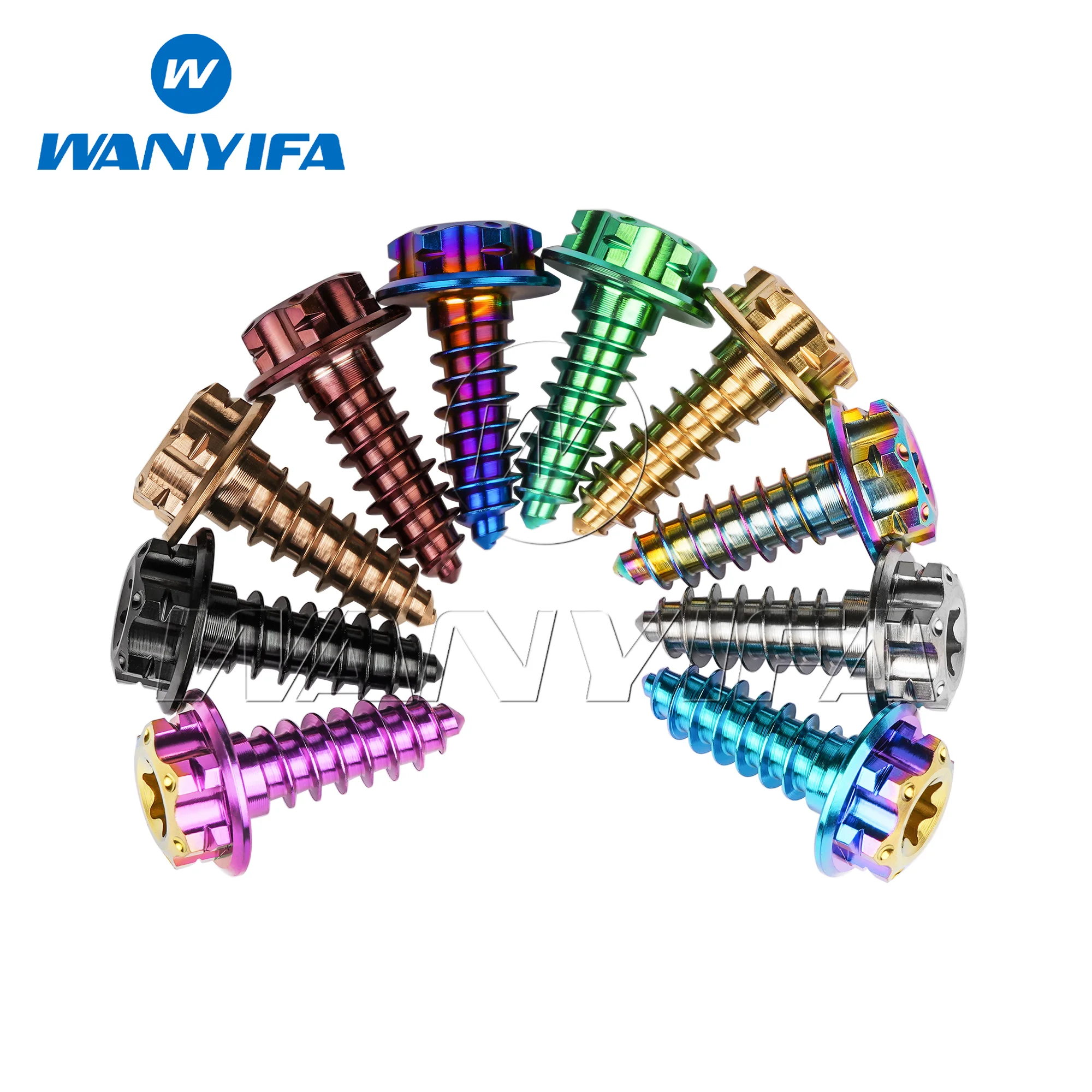 Wanyifa Titanium Alloy Self-Tapping Screws with Small Flange and Internal Thread M4/M5x15mm for Motorcycle Mounting 10/15pcs
