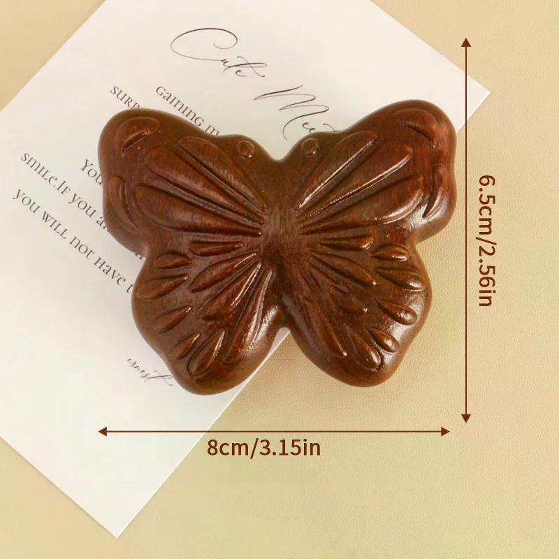 Pente de massagem em formato de borboleta, multifuncional, massageador de cabeça do couro cabeludo, sândalo natural, dente circular, guasha, raspagem, massagem corporal