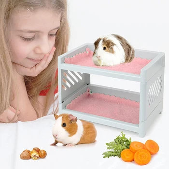 애완동물 벙크 침대, 고슴도치 기니 돼지 햄스터, 작은 동물 케이지 액세서리, 쿠션 없음, 은신처 코너 설치 용이 